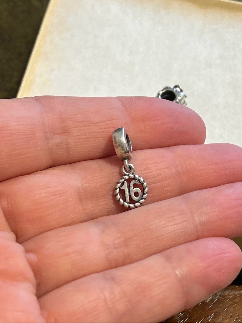 Pandora Silver '16' Rope Circle Dangle Charm